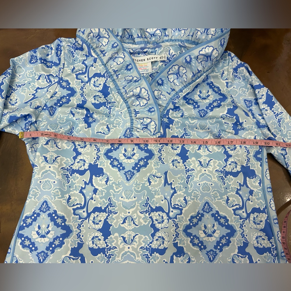 Gretchen Scott Designs Blue and White Printed Tunic Top NWT - Picture 4 of 8